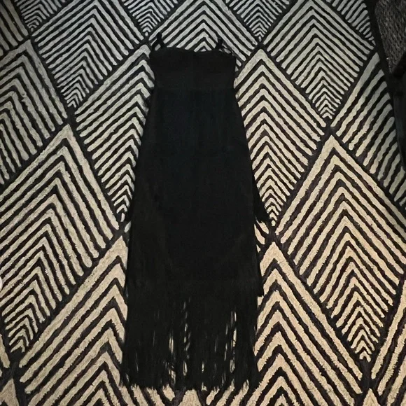 Fashion Nova Chic Black Fringe Backless Dress - Picture 6 of 8